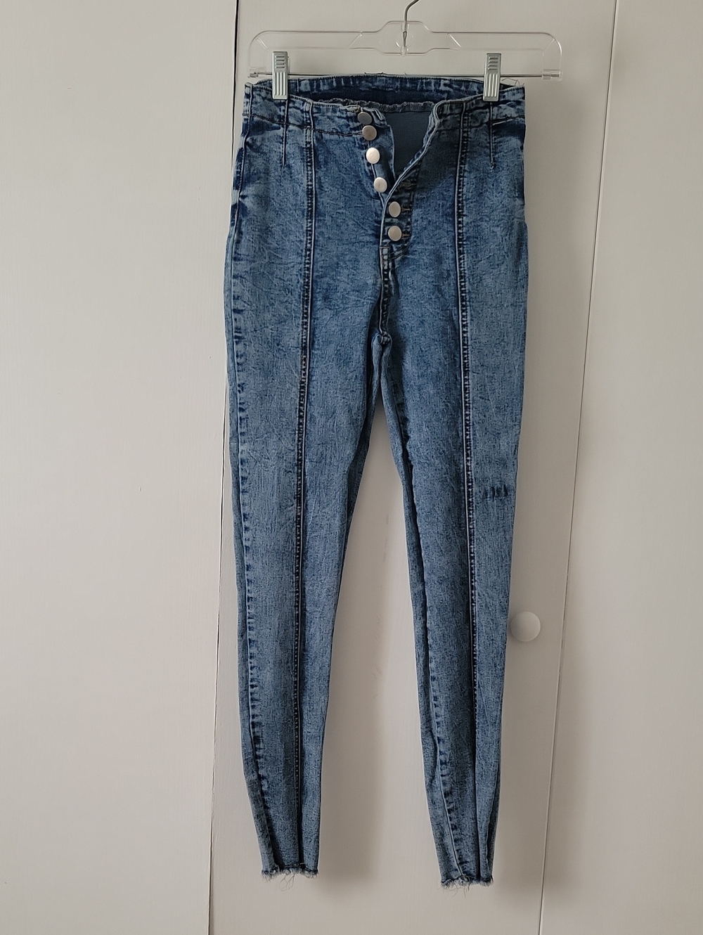 SHEIN Acid Wash High-Rise Skinny Jeans in Blue